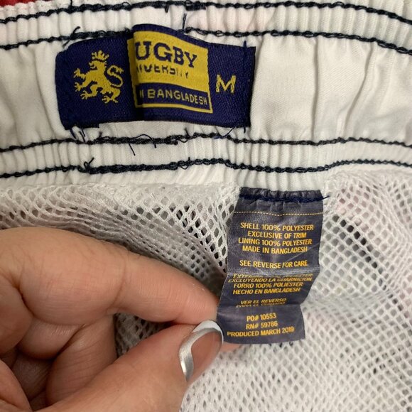 Rugby University Board Shorts Swim Trunks M Blue Floral Pockets Mesh Lining - Picture 5 of 5